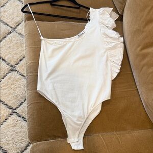 Zara White Ruffled Bodysuit